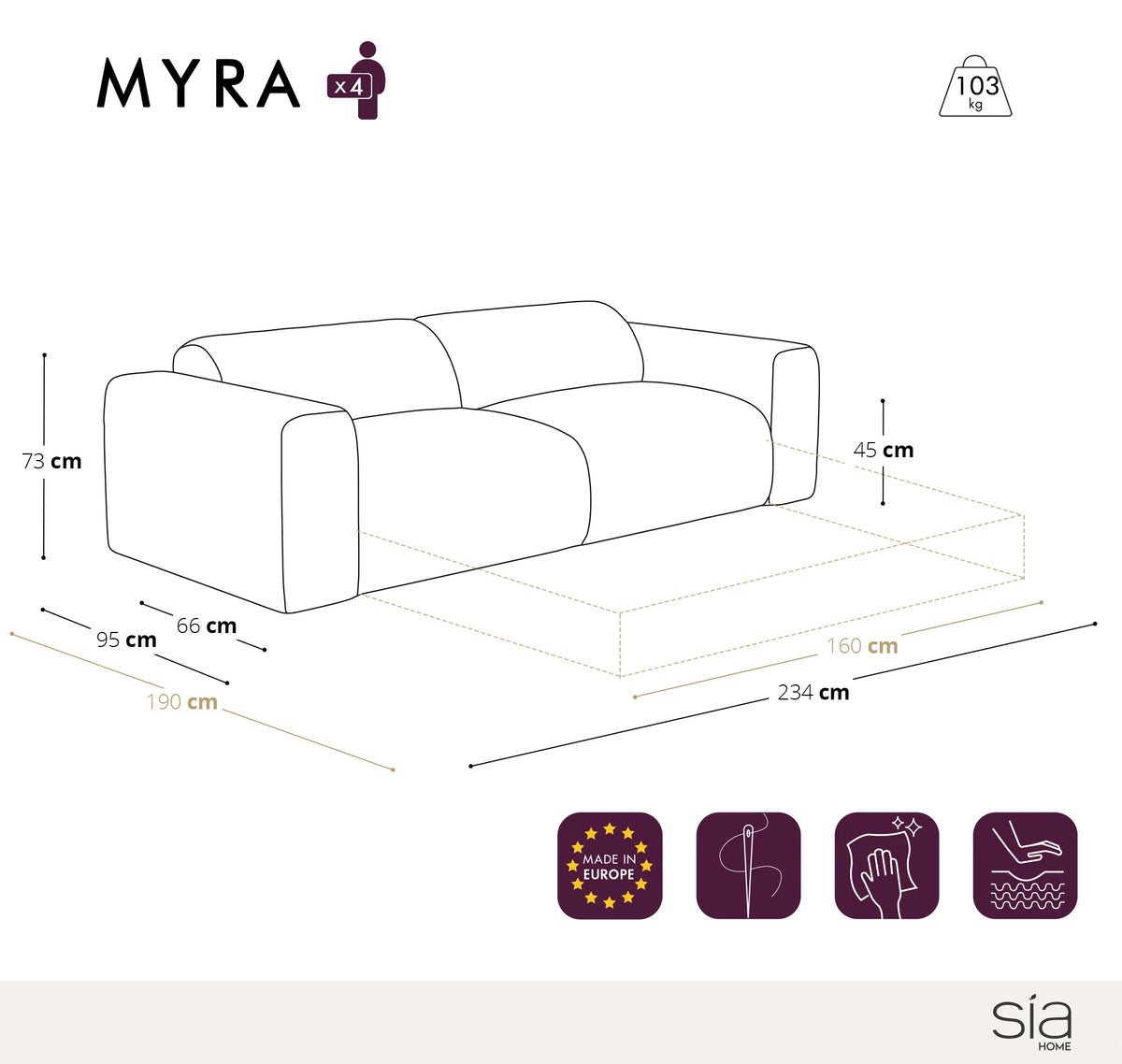 Nieuw! SIA HOME Myra bank - Comfortabele bank met slaapfunctie