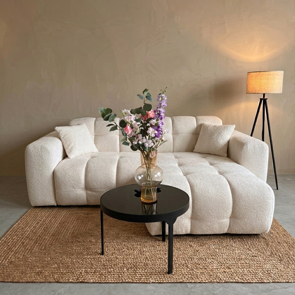 Nieuw! Premium Interiors - Crème hoekbank fluweel