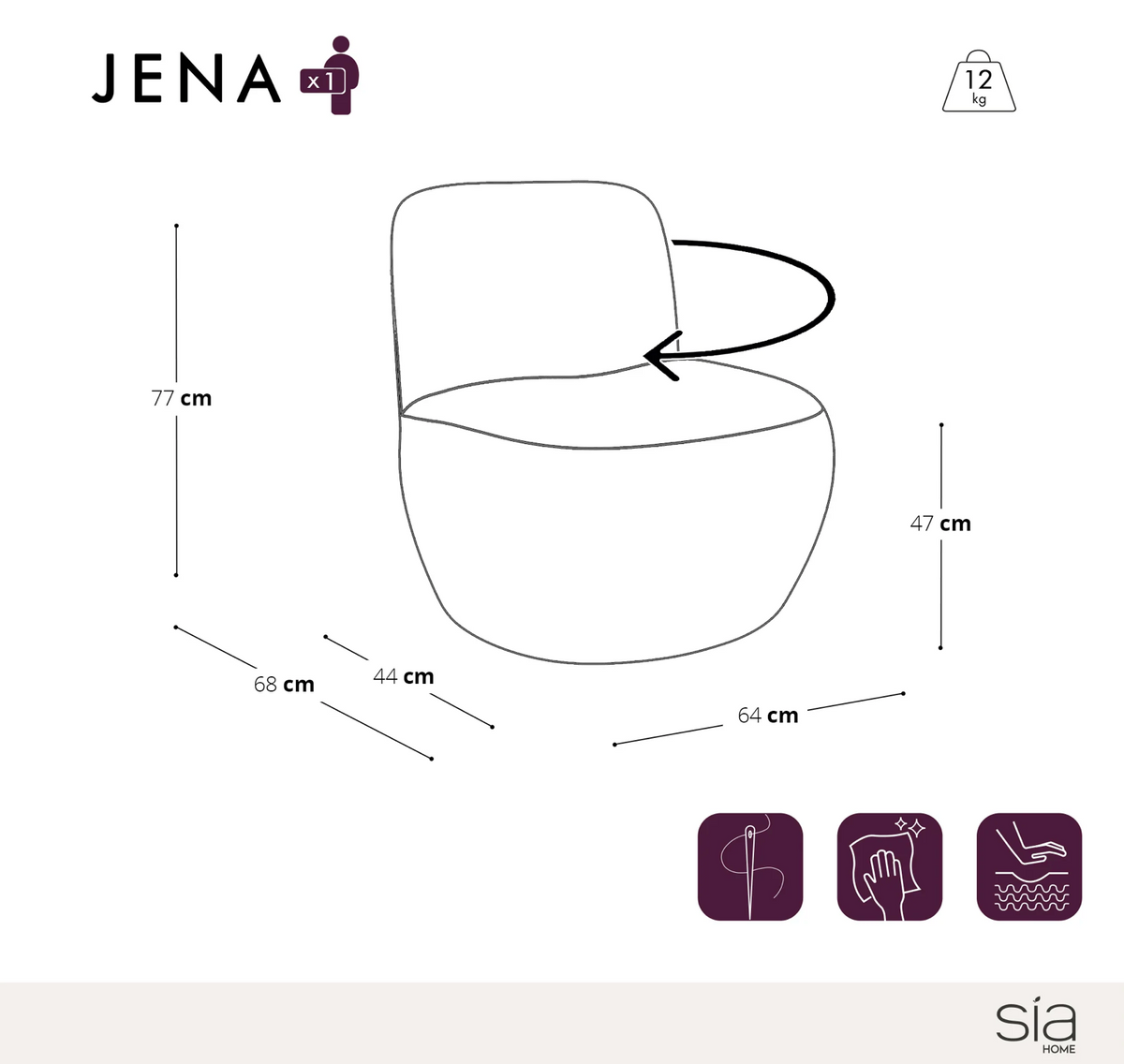 Nieuw! Jena-draaifauteuil 360° met taupe boucléstof