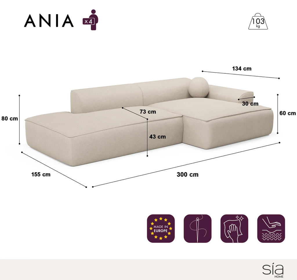 SIA HOME hoekbank - creme